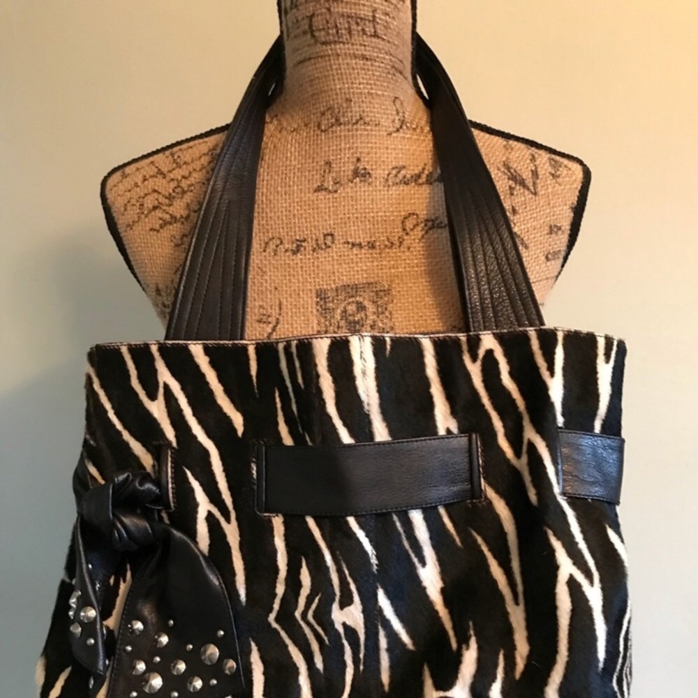 ROBERTA GANDOLFI LEATHER/FUR PURSE